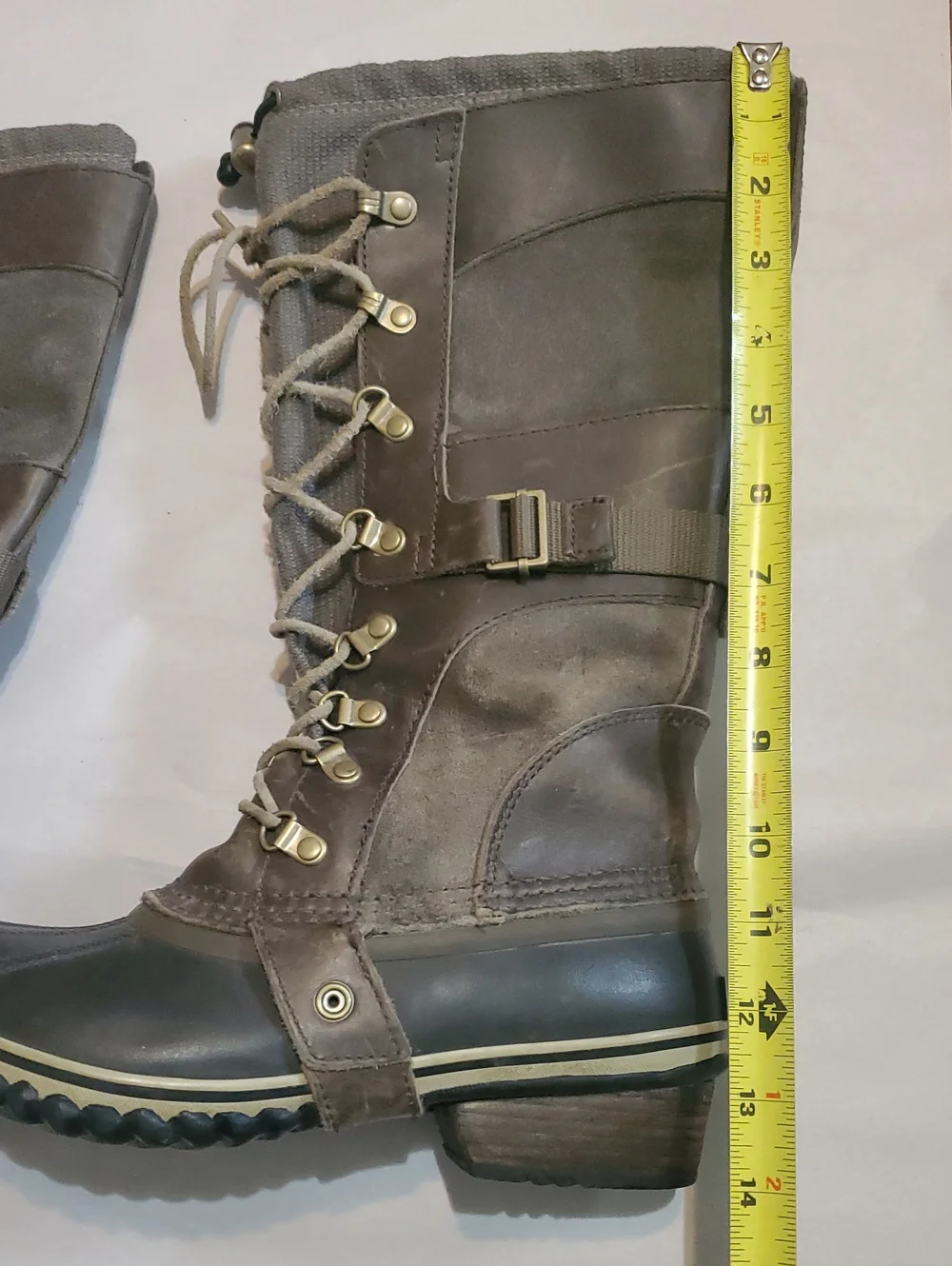 Sorel Conquest Carly Tall Waterproof Leather Lace-Up Winter Boots Size 8 Brown